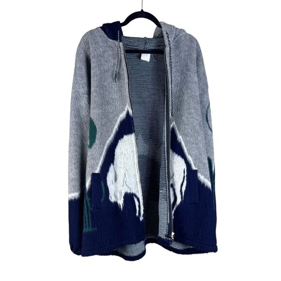 Aguilas 90s Y2K Artesanias Sweater Jacket Tribal Ecuador Fuzzy Alpaca Indigenous - Picture 4 of 11